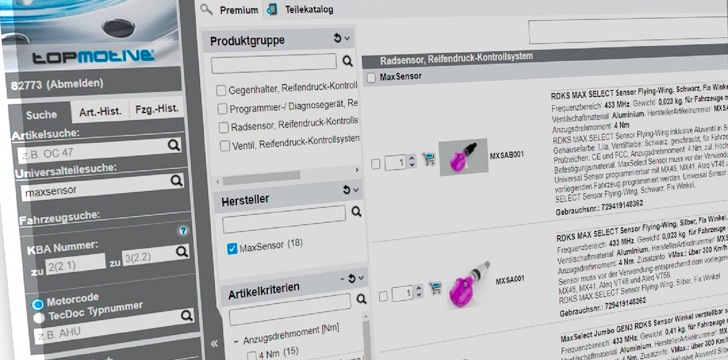 MAX Select Sensoren jetzt auch in der TecDoc